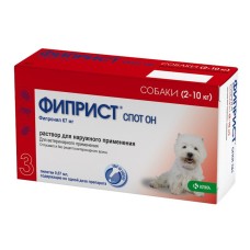 ФИПРИСТ ОТ БЛОХ И КЛЕЩЕЙ СПОТ ОН капли на холку для собак 2-10 кг (1 пипетка)